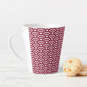 Tasse Latte Seigaiha, Vagues, Japonais, Bourgogne et Blanc