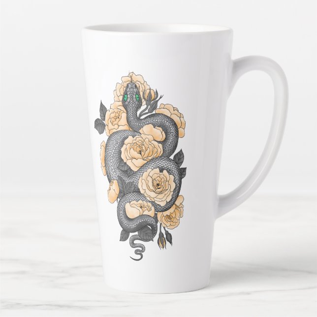 Tasse Latte Serpent et roses jaunes (Droite)