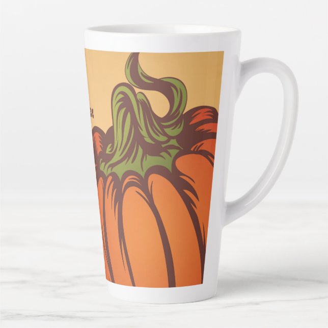 Tasse Latte Seul citrouille sur le terrain. Les feuilles d'aut (Droite)
