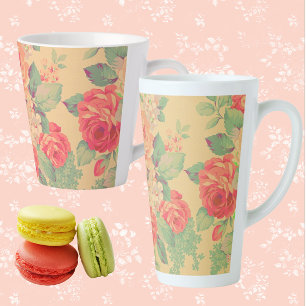 Tasse Latte Shabby Chic Rose Vintage Floral