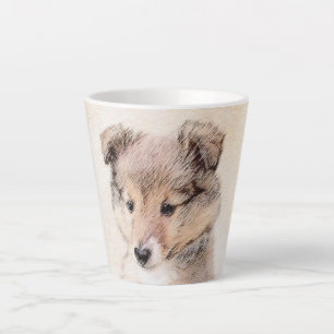 Tasse Latte Shetland Sheepdog Puppy Peinture Chien original ar