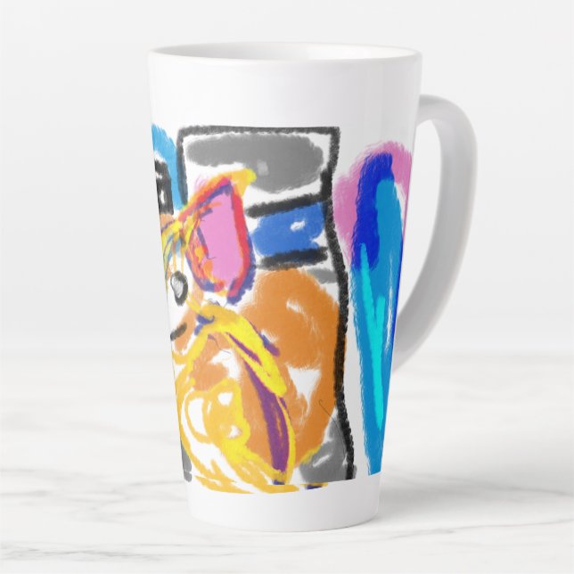 Tasse Latte Shiba Inu dans la ville (Angle droit)