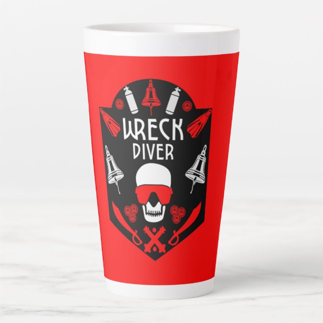 Tasse Latte Shipwreck Scuba Divers muqueuse (Devant)