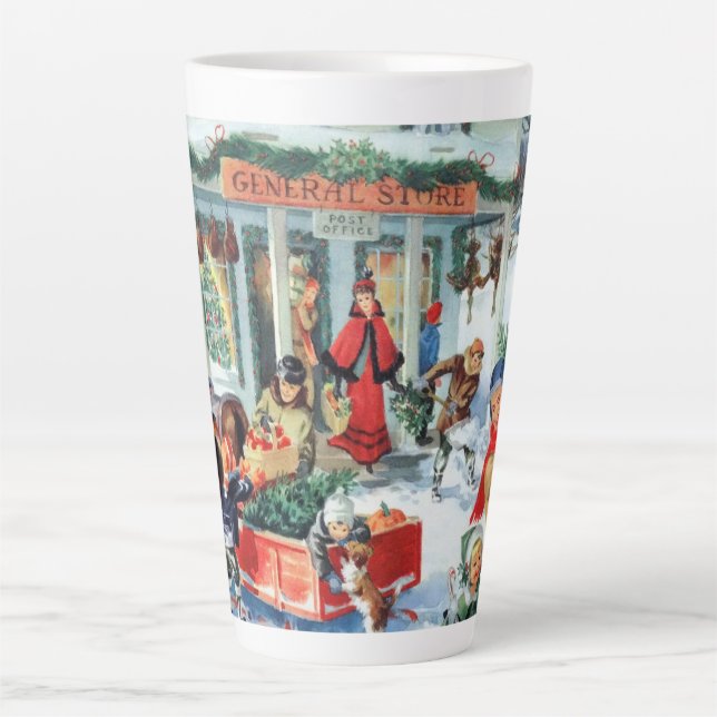 Tasse Latte shopping de Noël rétro (Devant)