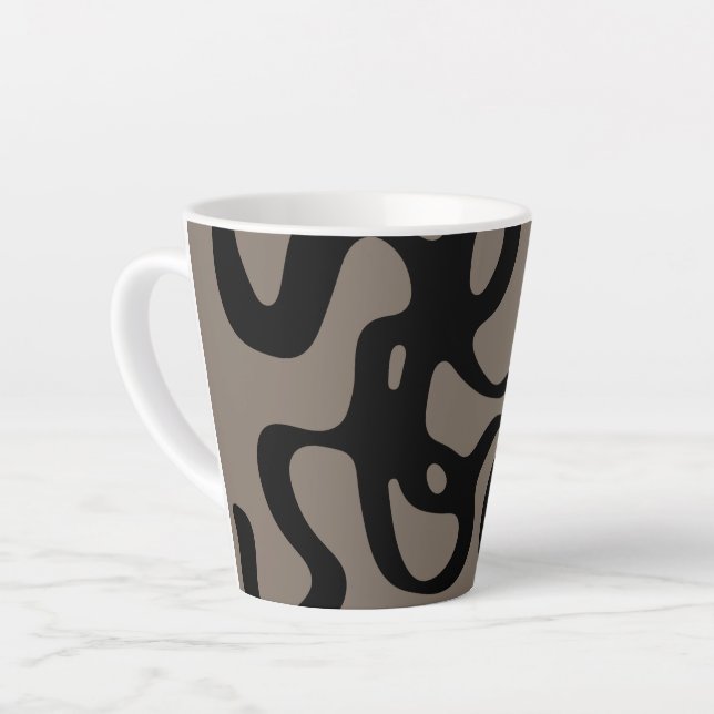 Tasse Latte Signaux éloignés : Noir Abstrait et gris (Angle gauche)