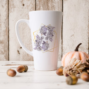 Tasse Latte Signe astrologique Poissons aquarelle Monogramme