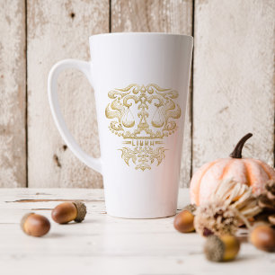 Tasse Latte Signe du zodiaque Libra en or   Monogramme