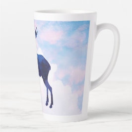 Tasse Latte Silhouette d'orignal bleu céleste