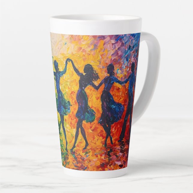 Tasse Latte Silhouettes colorées dansant (Angle droit)
