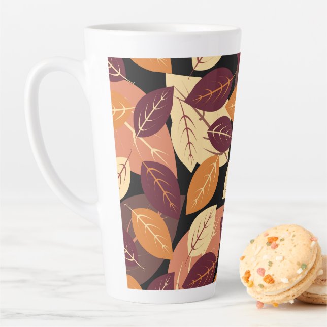 Tasse Latte Simple automne laisse foncé (En situation)
