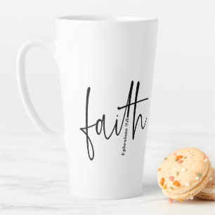 Tasse Latte Simple Black Faith Bible Verse Calligraphie Texte