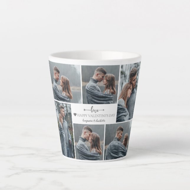 Tasse Latte Simple Elegant Love valentine's day couple photo (Devant)