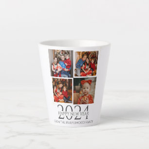 Tasse Latte Simple Elégant Moderne Joyeux Nouvel An Quatre Pho