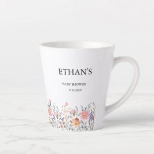 Tasse Latte Simple Fête de Bébé Jardin Floral Aquarelle