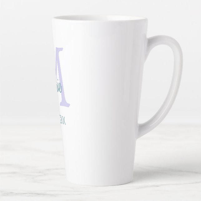 Tasse Latte simple minimum ajouter nom monogramme violet vert  (Droite)