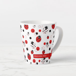 Tasse Latte Simple Motif Ladybug rouge, noir et blanc