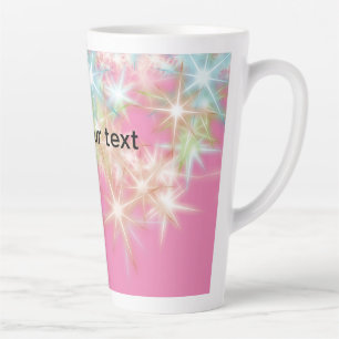 Tasse Latte Simple rouge rose étincelant étoiles ajouter votre