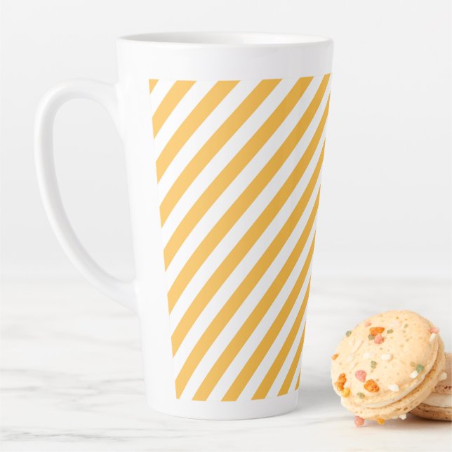 Tasse Latte Simply Warm Yellow and White Stripes - Calme (En situation)