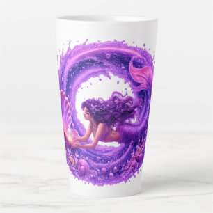 Tasse Latte Sirène Chercheuse de Perle Violette Art Fantastiqu