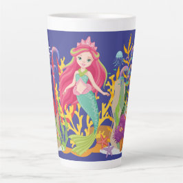 Tasse Latte Sirène Océanique : cheveux longs