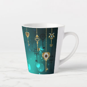 Tasse Latte Skeleton Keys on Green Background