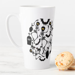 Tasse Latte Skeletons d'Halloween Macabre Dance