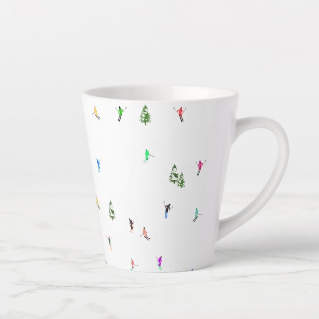 Tasse Latte Ski alpin d'hiver Ski Ski Ski Motif (Droite)
