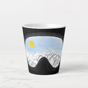 Tasse Latte Ski Goggles Mountain View Illustration