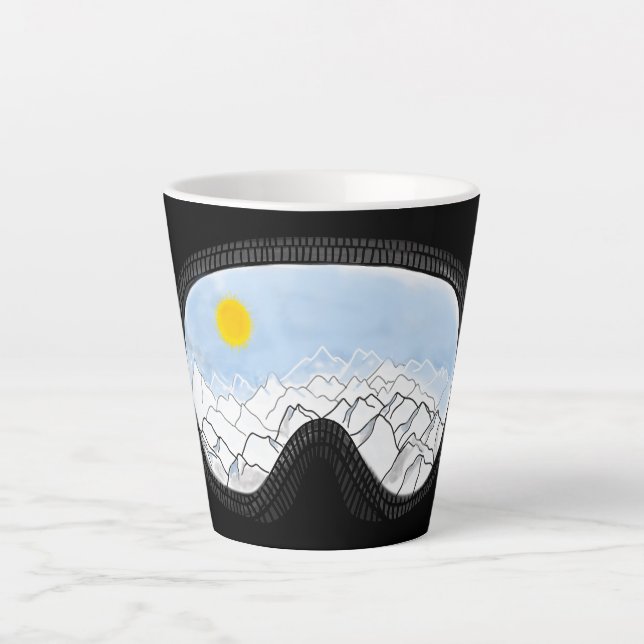 Tasse Latte Ski Goggles Mountain View Illustration (Devant)