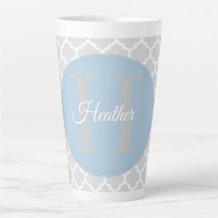 Tasse Latte Sky Blue Quatrefoil Bouge en latte personnalisée