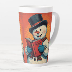 Tasse Latte Snowman aime lire un livre