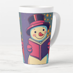 Tasse Latte Snowman aime lire un livre, de belles histoires