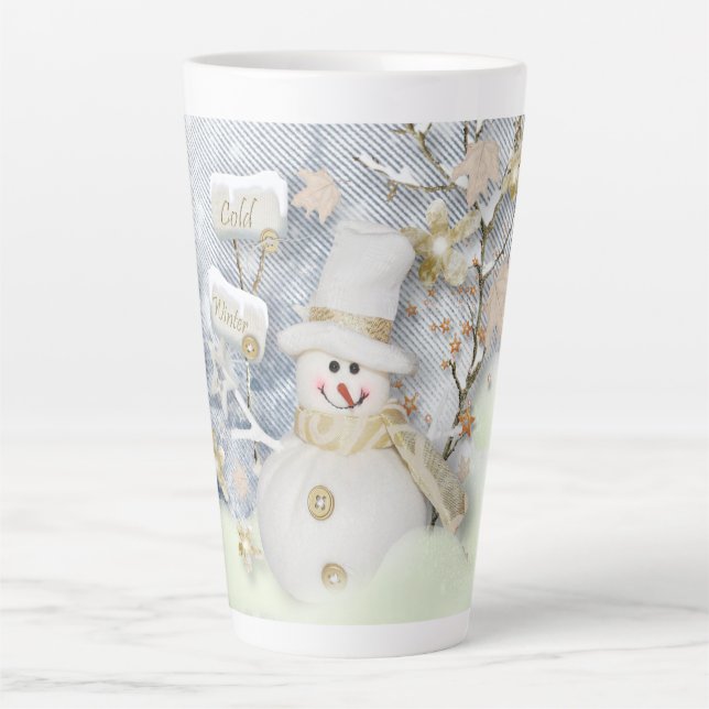 Tasse Latte Snowman d'hiver froid (Devant)
