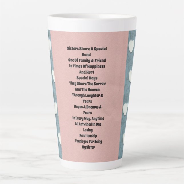 Tasse Latte Soeur Marshmallow Hearts (Devant)