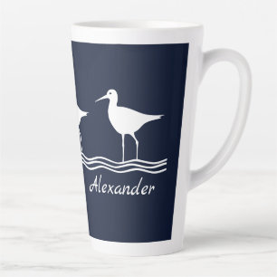 Tasse Latte soft navy sand Pipers on white PILLOW