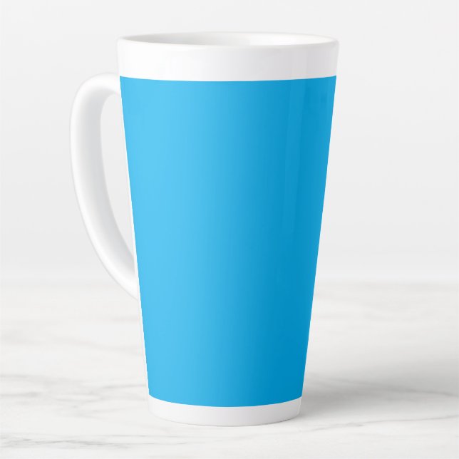 Tasse Latte Solid Cyan Blue Background | Summer Minimal Style (Angle gauche)
