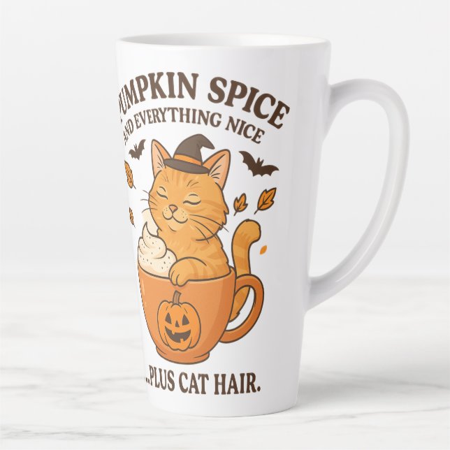 Tasse Latte Sorcière de chat gingembre - Joli design d'Hallowe (Droite)