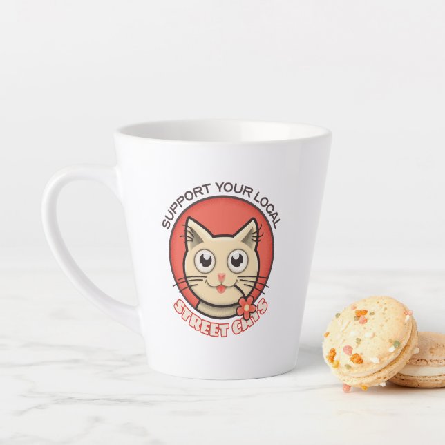 Tasse Latte Soutien à vos chats de rue locaux (En situation)