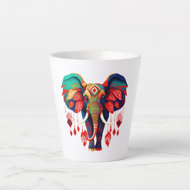 Tasse Latte Spiritual Elephant with Red Feathers (Devant)