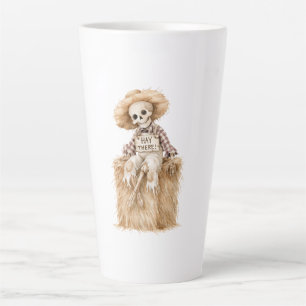 Tasse Latte Squelette d'Halloween Il y a du foin