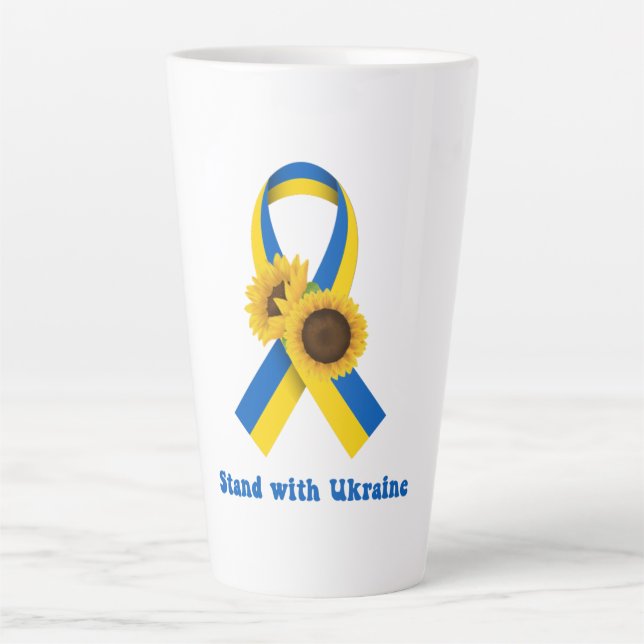 Tasse Latte Stand With Ukraine Support Ribbon (Devant)