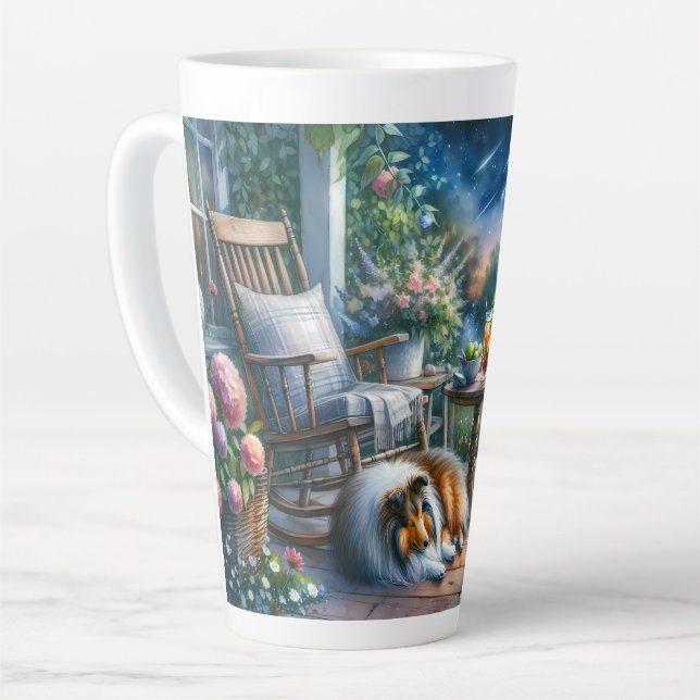 Tasse Latte Starlit Garden Porch Sheltie Dream (Angle gauche)