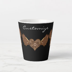 Tasse Latte Steampunk Coeur ailé avec engrenages Thunder_Cove