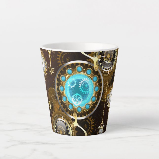 Tasse Latte Steampunk Rusty Background (Devant)