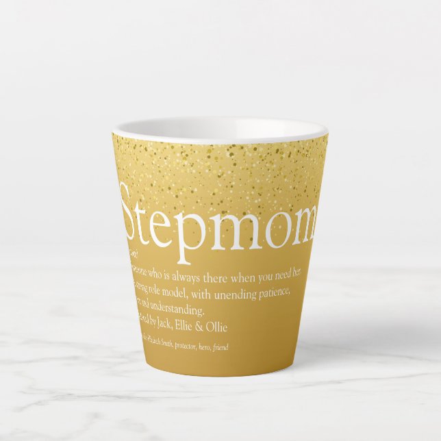 Tasse Latte Stepmaman Stepmère Définition Gold Parties scintil (Devant)