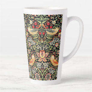 Tasse Latte Strawberry Thief arrière - plan noir William Morri