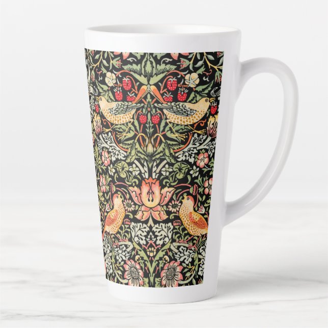 Tasse Latte Strawberry Thief arrière - plan noir William Morri (Droite)