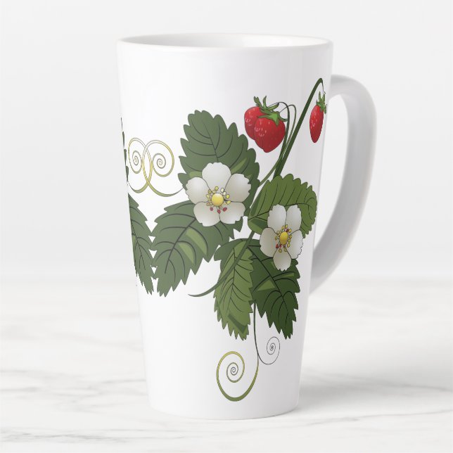 Tasse Latte Style d'été Fraise  (Angle droit)