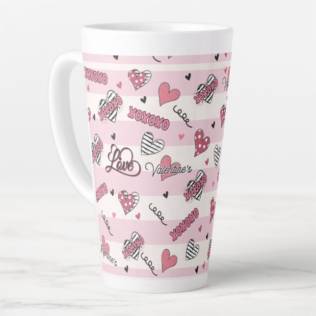 Tasse Latte Style XOXO Valentine's Day (Angle gauche)