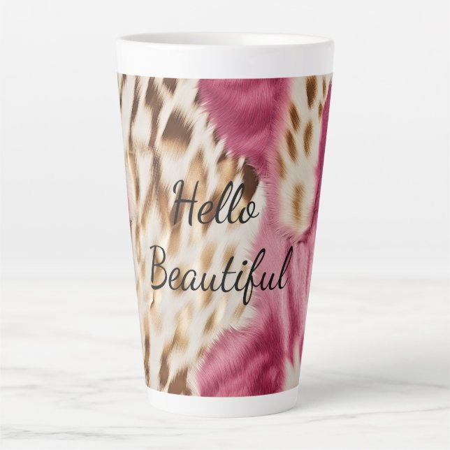 Tasse Latte Stylish Girly Rose White Gold Zebra (Devant)